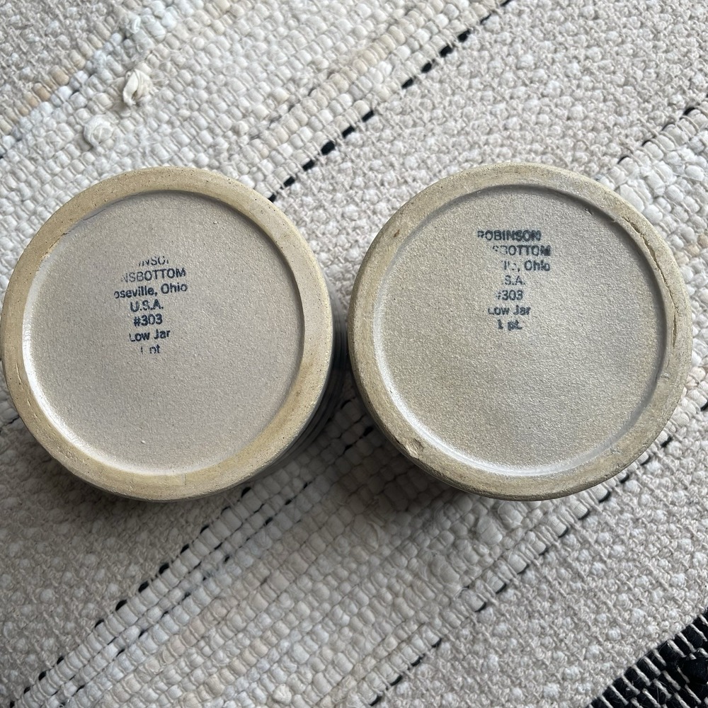 Robinson Ransbottom Pottery Crocks(Set of 2) #303 1 Pt Each Low Jar Pristine VTG - Picture 5 of 7